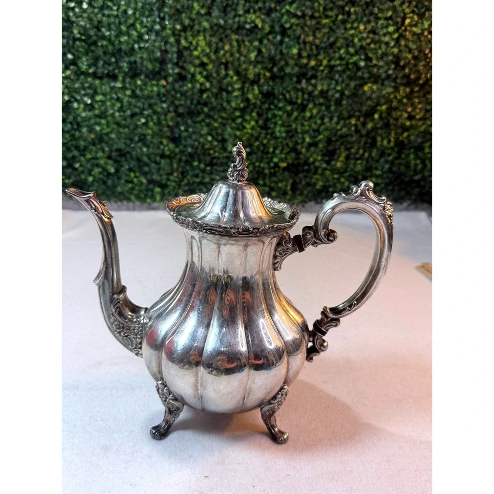 Vintage MCM Silverplate Coffee Pot Ornate‎ Victorian Style Teapot Decorative